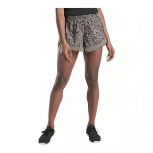 ATHLETA Mesh Racer Run Mid Rise 4” Athletic Shorts Gray Animal Print Women’s S